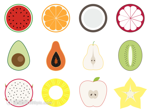 扁平风水果切面集合 一场视觉与味觉的卷烟艺术